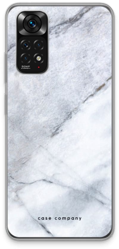 Case Company® - Hoesje geschikt voor Xiaomi Redmi Note 11 hoesje - Witte marmer - Soft Cover Telefoonhoesje - Bescherming aan alle Kanten en Schermrand