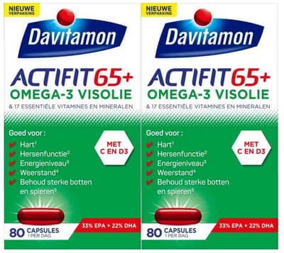 Davitamon Actifit 65+ Omega-3 Visolie - 2 x 80 capsules - Voordeelverpakking