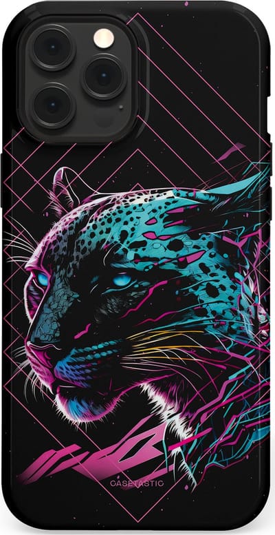 Casetastic hoesje geschikt voor Apple iPhone 12 Pro Max - MagSafe - Dubbellaagse bescherming - Neon Jager - Fashion Case - Zwart Petrol