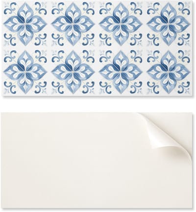 Zelfklevende vinyl decoratie met patroon voor de slaapkamer, 100x50 cm. Bloemenpatroon op tegels.