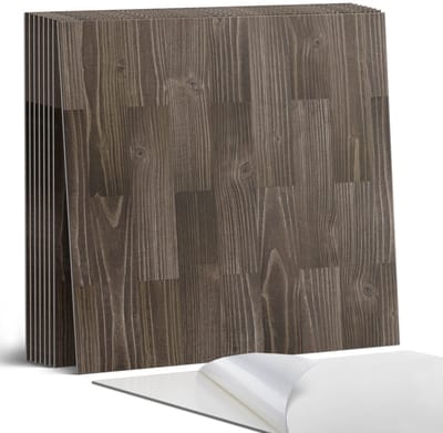 Coloray Plaktegels - Houten plankpatroon Portugese Tegels - 30 cm x 30 cm - Zwart Plaktegels - 9 stuks - Vierkant PVC Tegels - Plaktegels Keuken - Zelfklevende Vloertegels - Vinyltegels Vloer Zelfklevend - Zelfklevende Tegels