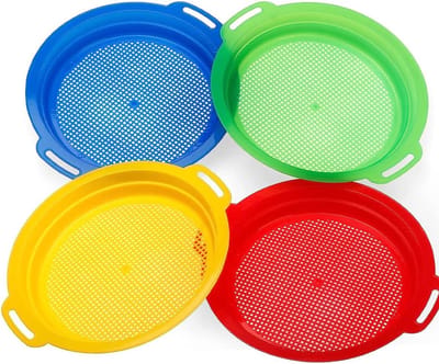 Zandzeef Kinderen - Strand Zeef - Schatten Zoeken - Vier Kleuren - 4 Stuks - Meerkleurig