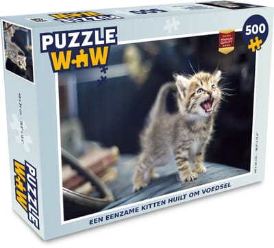 Puzzel Een eenzame kitten huilt om voedsel - Legpuzzel - Puzzel 500 stukjes