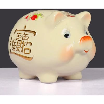 Varkens Spaarpot Spaargeheim Grote Woonkamer Schattige Keramische Verborgen Kluis Munt Gelddoos Kawaii Papiergeld Woondecoratie beige