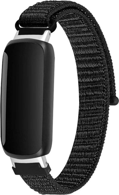 Nylon Smartwatch bandje - Geschikt voor Fitbit Inspire 3 nylon bandje - zwart - Strap-it Horlogeband / Polsband / Armband