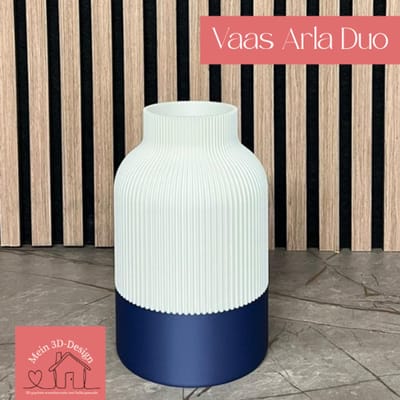 Vaas Arla Duo - Japandi Style - 3D geprint - Kunstbloemen - Legobloemen
