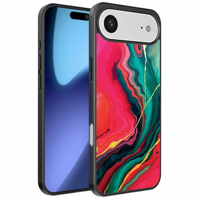 Geschikt voor iPhone Air Telefoonhoesje met Rood Groen Marmer Opdruk - TPU Backcover Case Red Green Marble Design - Smartphonica geschikt voor iPhone 17 Air