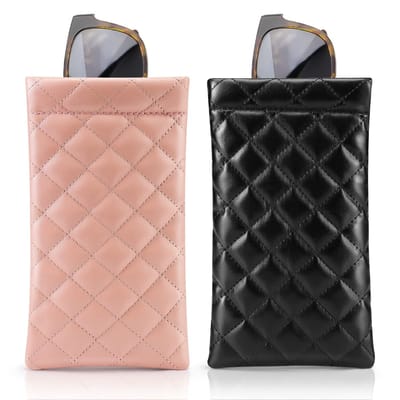Dailygoods- Brillenkoker Zacht - Brillenkoker Hard Case - Zonnebrillenetui - PU Opbergtas - Duurzaam - 2 Stuks - 17,4 x 9,5 x 0,8 cm