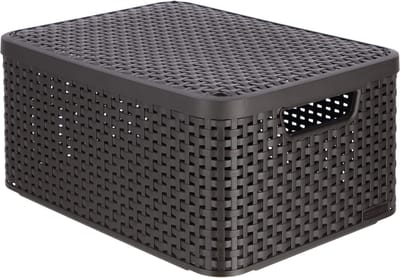 Curver Style Opbergmand M - met Deksel - L 39,3 x B 29,3 x H 18,7 cm - Bruin