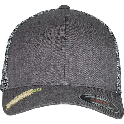 Urban Classics - Trucker Melange Mesh Flexfit pet - L/XL - Zwart/Grijs