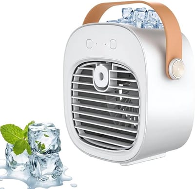Mini luchtbevochtigende watergekoelde ventilator - USB oplaadbaar - Wit - 3 windsnelheden - Met verkoelende sproeifunctie - Draagbare ventilator