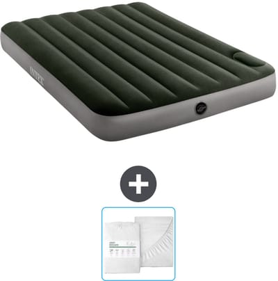 Intex Luchtbed - Twijfelaar - 137 x 191 x 25 cm - Groen - Inclusief en Hoeslaken