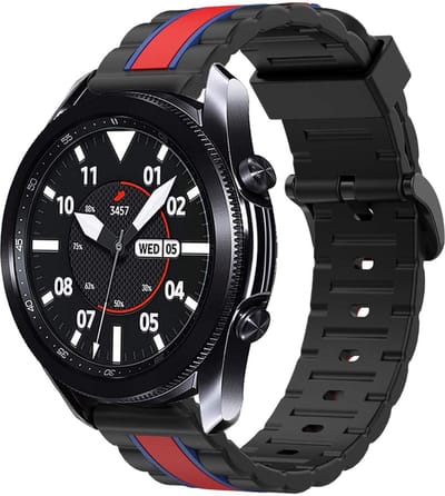 Strap-it Special Edition siliconen bandje geschikt voor Samsung Galaxy Watch 3 45mm / Galaxy Watch 1 46mm / Gear S3 Classic & Frontier - zwart/rood/blauw