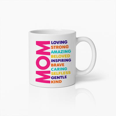 Mom Woordkunst Mok – Wit 330 ml – Liefdevolle Sterke Inspirerende Moederwaardering Koffiemok