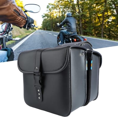 Waterdichte en Slijtvaste Motorfietstas, Set van 1, PU Leren Zijtassen voor Gereedschap en Accessoires, Zwart