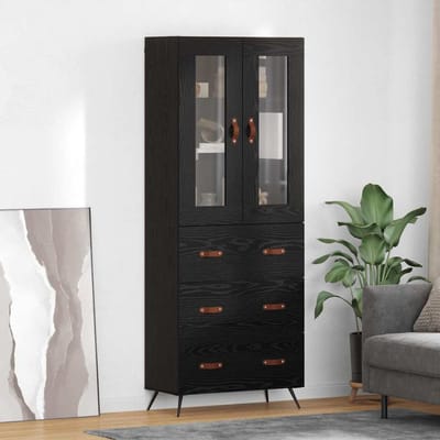 vidaXL - Hoge - kast - met - plank - 2 - st - Zwart - Eiken - 69,5 - x - 34 - x - 180 - cm