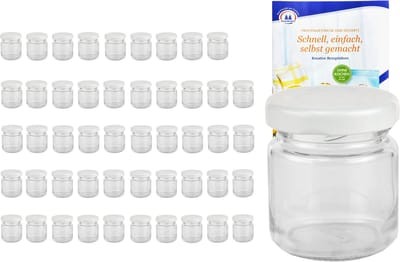 50-delige set van 53 ml potjes To 43 wit deksel incl. Diamant Gelierzauber receptenboekje