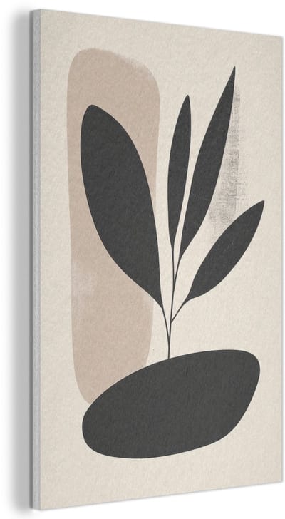 Akoestisch wandpaneel 60x90 cm - Vilt schilderij Plant - Beige - Japandi - Akoestische panelen - Geluidsdempende wanddecoratie - Geluidsisolatie woonkamer - Muurdecoratie geluidspanelen