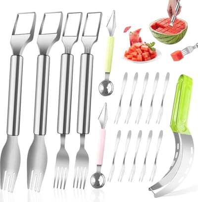 Multifunctionele fruitsnijder set - 7-delig roestvrijstalen snijset voor watermeloen en fruit