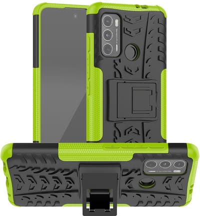 Coverup Hoesje - Geschikt voor Motorola Moto G60 Hoesje - Coverup Rugged Kickstand Back Cover - Groen