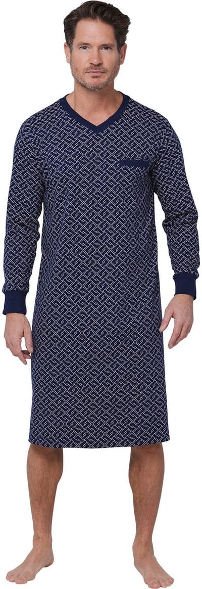 Pastunette - Nachthemd - Linear - Bio Katoen - Blauw - Maat L