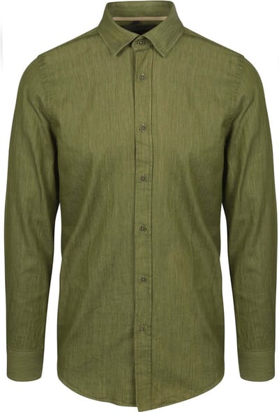 Suitable Overhemd Washed Groen - Maat 3XL - Heren - Casual Shirt