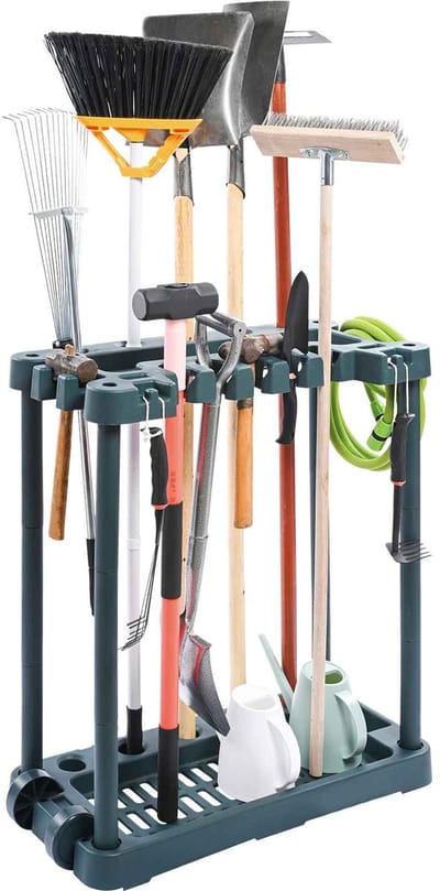 Casa Living Opbergrek Tuingereedschap - Voor 10 Stuks - Dubbel Rek - Stevig PP Materiaal - Ruimtebesparend Garage Systeem