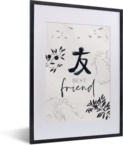 Fotolijst incl. Poster - Best friend - Beste vrienden - BFF - Spreuken - Quotes - 30x40 cm - Posterlijst