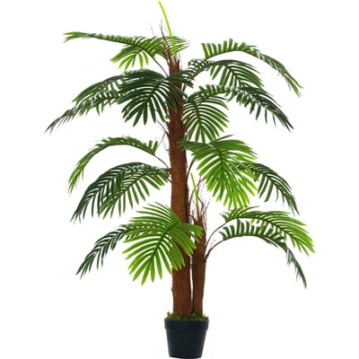 Outsunny kunstmatige palm hoogte 1,2 m boom kunstmatige stam Takken korstmosbladeren geweldig realisme Pot inbegrepen