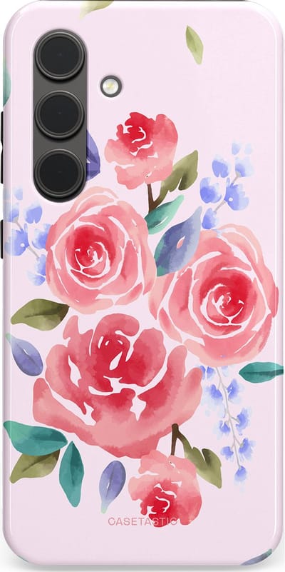 Casetastic hoesje geschikt voor Samsung Galaxy S24 - Dubbellaagse bescherming - Aquarel pracht - Fashion Case - Lichtroze Lavendel