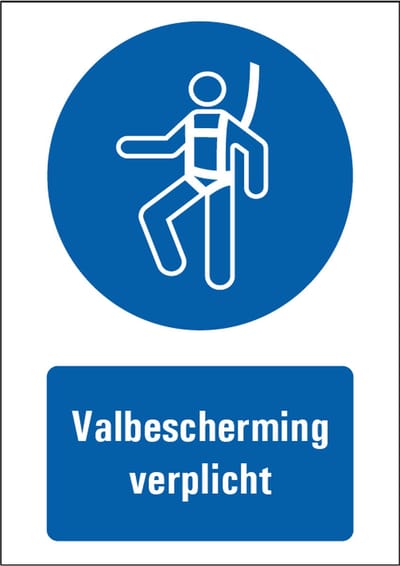 Valbescherming verplicht tekststicker 210 x 148 mm (A5)