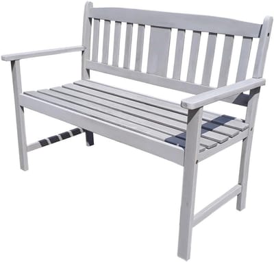 Tuinbank Hout - Zitbank Balkon - Ontspannen Buiten - FSC Eucalyptushout - 110 x 56.5 x 86 cm - Grijs