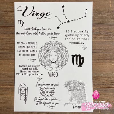 GetGlitterBaby® - Tijdelijke Tattoos / Tijdelijke Henna Festival Plak Tattoes / Nep Tatoeage voor Volwassenen / Fake Temporary Tattoo Sticker - Sterrenbeelden - Maagd / Virgo