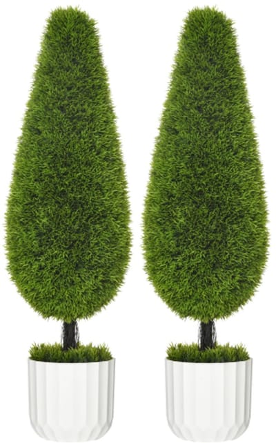 Kunstcipres Set van 2 , 90 cm Kunstkamerplant in pot met kunstmos voor binnen- en buitendecoratie