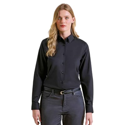 Premier Dames/Dames Supreme Oxford Formeel Overhemd Met Lange Mouwen (Zwart)