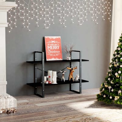 vidaXL - Boekenkast - met - 2 - schappen - 100x30x70 - cm - massief - grenenhout - zwart