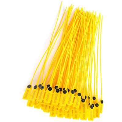100 stuks Gele Verpakking Transportwagen Plastic Veiligheidszegel 40cm Label Kabelbinders met Nummer