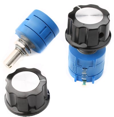 Roterende Potentiometer - Instelbare Weerstand - Elektronica Projecten - Precisie Multiturn - 10 k ohm - Zilverkleurig