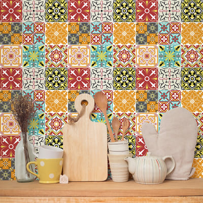 Muurstickers - Zelfklevende tegelmuurstickers voor keuken en badkamer - 9 Milini tegelstickers - 9 stickers 20x20cm