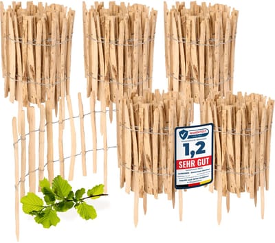 Garronda Tuinafscheiding van Hazelnoten Schutting – Tuinpiketafscheiding – Bedrand – Hout - GD-0156 - 5 Stuk - 50 cm x 500 cm
