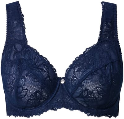 Ulla Popken - Dames - Beugelbeha kant brede schouderbandjes - Nachtblauw - Maat 90B