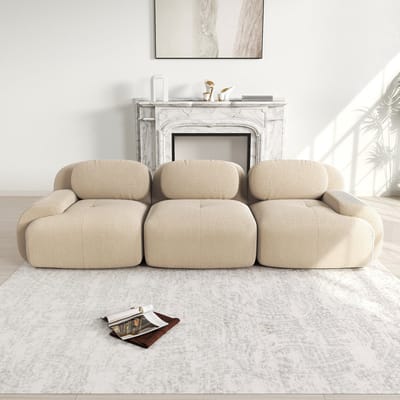 3-zitsbank - corduroy - frameloze sofa - modulaire combinatie - antislip - ergonomische armleuningen - beige