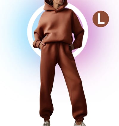 Livano Joggingpak Dames - Huispak - Trainingspak - Volwassenen - Capuchon - Jogging Pak - Joggingspak - Bruin - Maat L