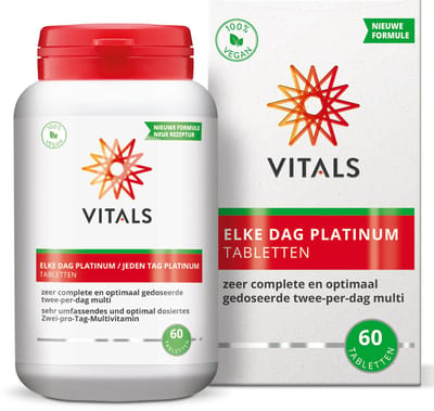 Vitals Elke Dag Platinum - 60 tabletten - multivitamine. De meest complete en optimaal gedoseerde twee-per-dag multi.