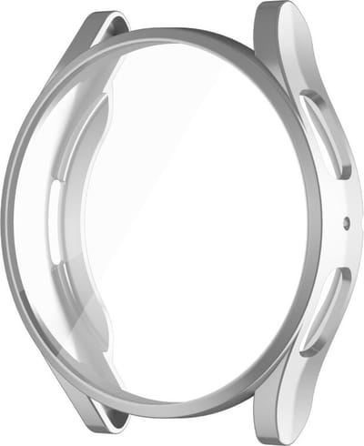 DrPhone AC6 - TPU PC Case - Bescherm Cover - Geschikt voor Galaxy Watch 5 44mm - Ingebouwde Screen Protector - Soft Shell - Flexible – Zilver