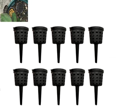 10-stuks Mestmandje voor planten - Kunststof voedingskorf - Tuin accessoire voor potplanten - Bemestingshouder - Geperforeerd ontwerp voor langzame afgifte - plastic - 5×2 cm - Geschikt voor orchideeën, succulenten en bonsai planten - Zwart