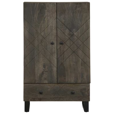 vidaXL - Hoge - kast - 60x33x100 - cm - massief - mangohout - zwart