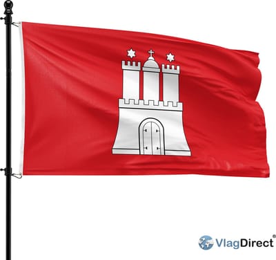 VlagDirect - Hamburgse vlag - Hamburg vlag - 90 x 150 cm.
