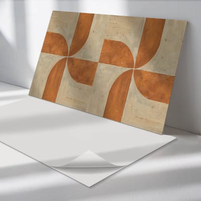 Wallfluent Vinyl Wandpaneel - Geometrie met bogen Vinyl Wandbekleding - 120 cm x 60 cm - Oranje PVC wandpaneel - Verpakking van 1 stuk - Rechthoekig Wandbekleding Vinyl - Texturen Wandpaneel - Zelfklevend Muurpaneel - Wandpaneel Keuken en Badkamer