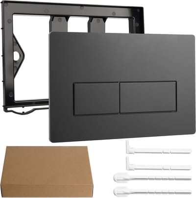 WC Drukplaat - Reserveplaat Toilet - Water Besparen - Dubbele Spoeling - 245 x 164 mm - Zwart